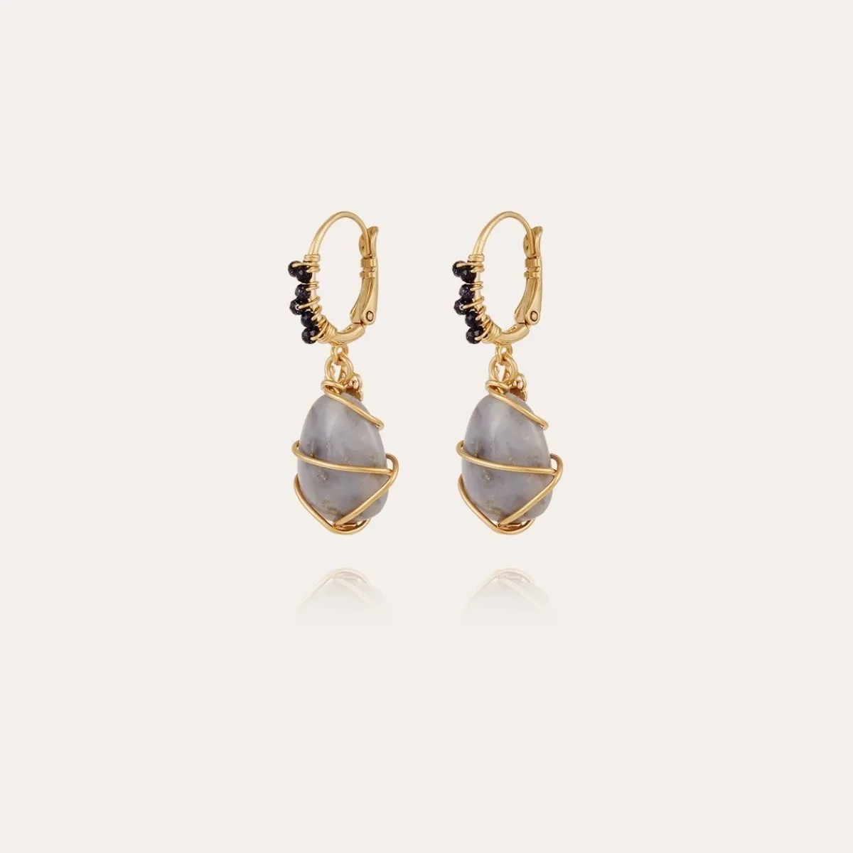 Sale Gas Bijoux Tao rainbow Bis earrings gold - Lazulite Bluemutico