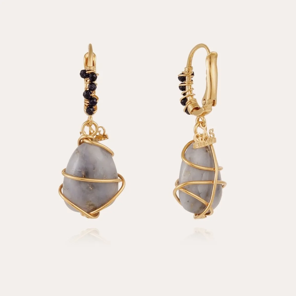 Sale Gas Bijoux Tao rainbow Bis earrings gold - Lazulite Bluemutico