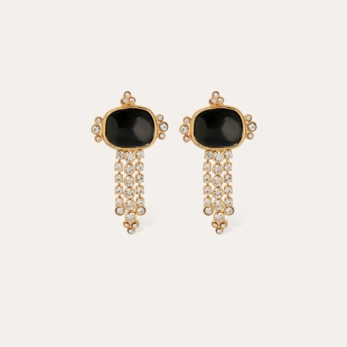 Shop Gas Bijoux Tiki earrings gold - Black Basalt BlackBasalt