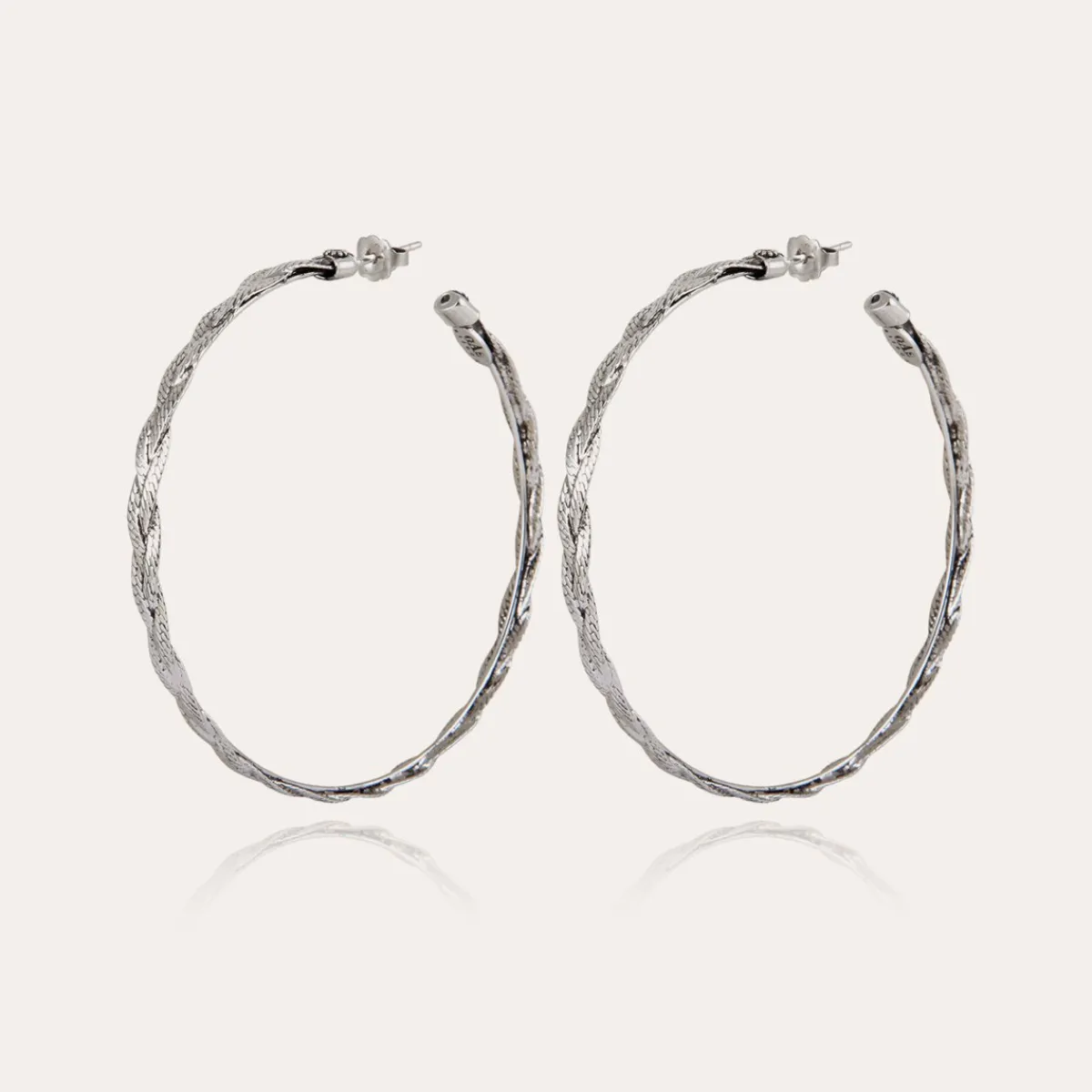 Shop Gas Bijoux Tresse hoop earrings silver NOCOLOR