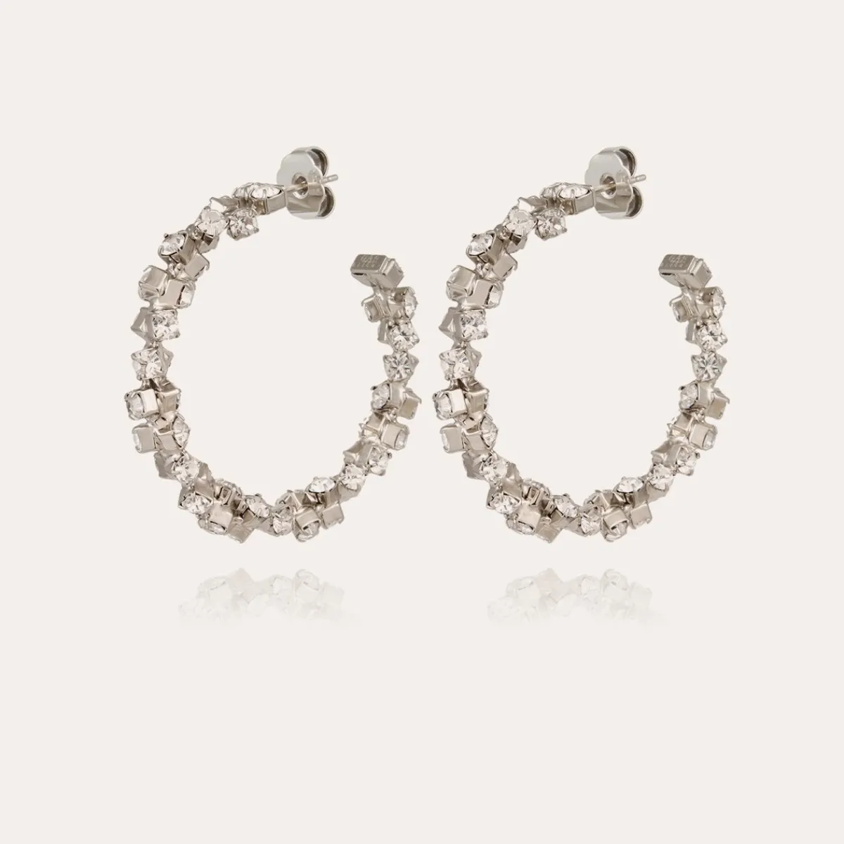 Online Gas Bijoux Trevise hoop earrings rhodium finish NOCOLOR