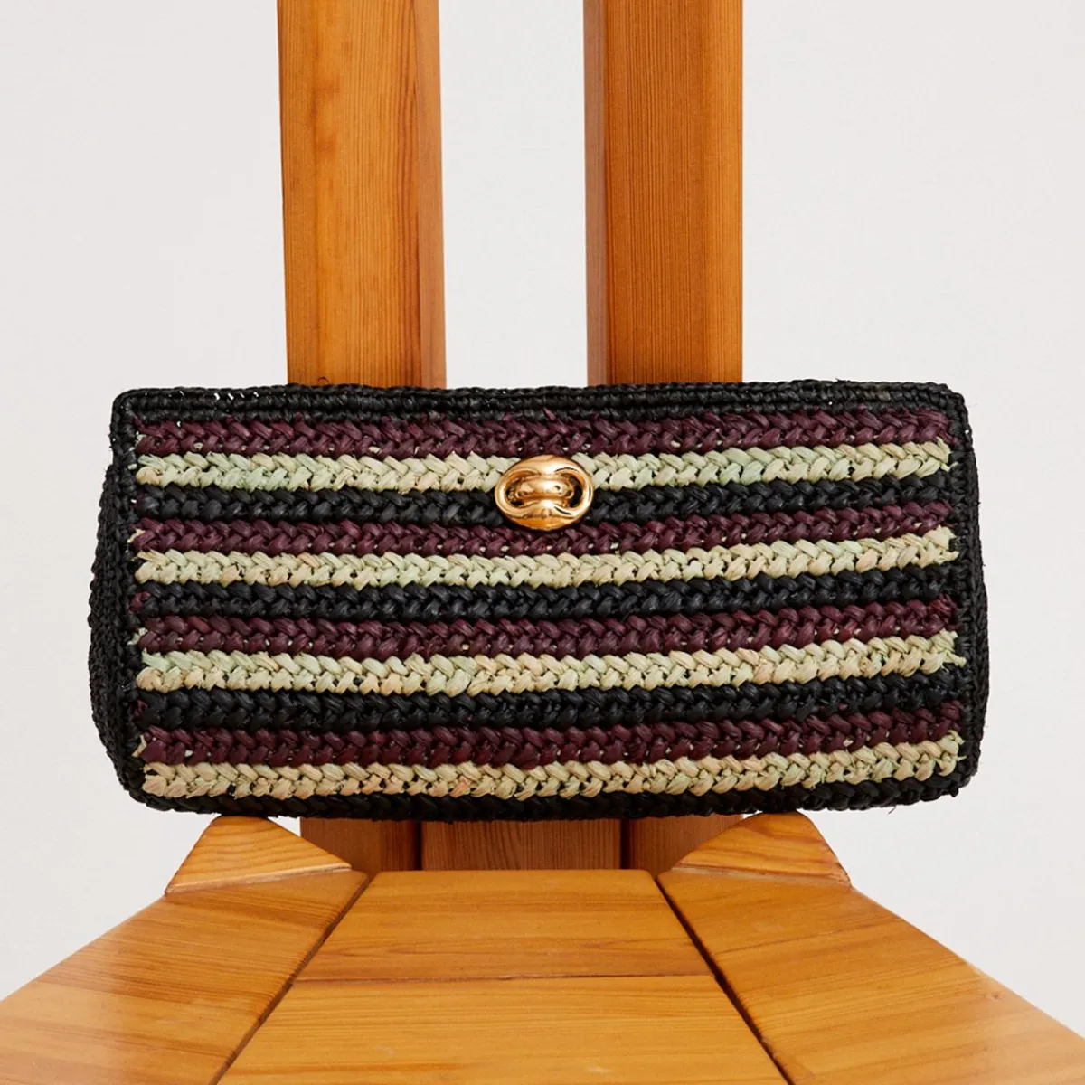 Sale Gas Bijoux Uptown clutch raffia Indigo